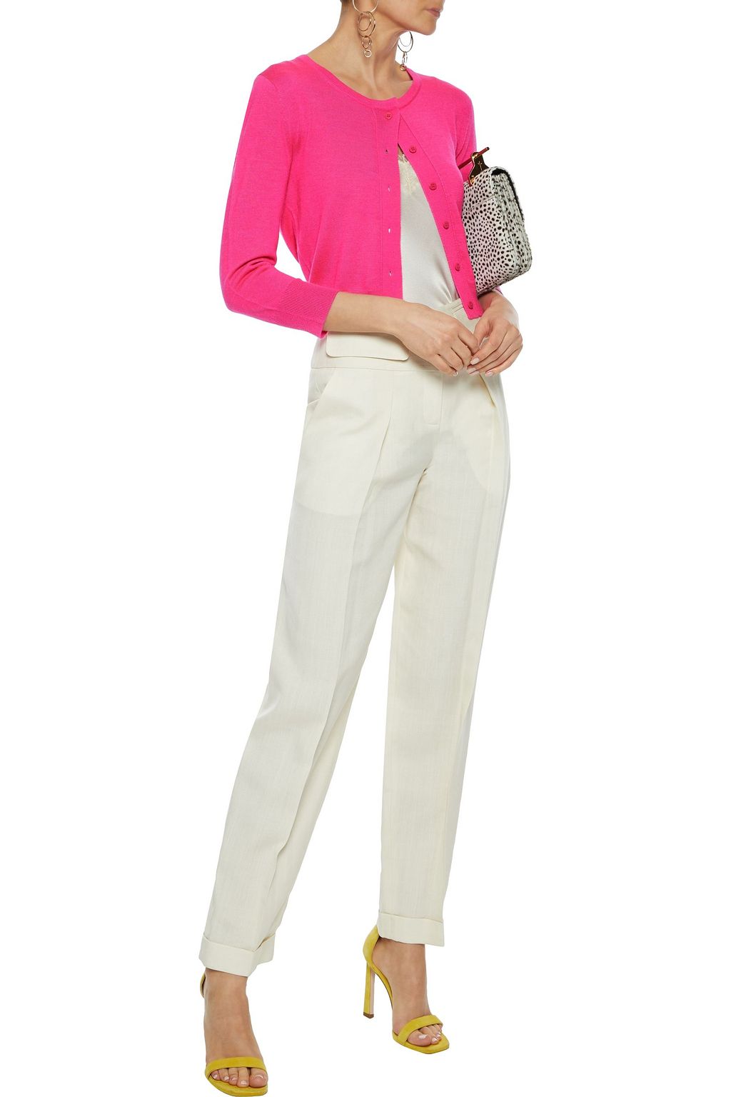 OSCAR DE LA RENTA Cropped cashmere and silk-blend cardigan