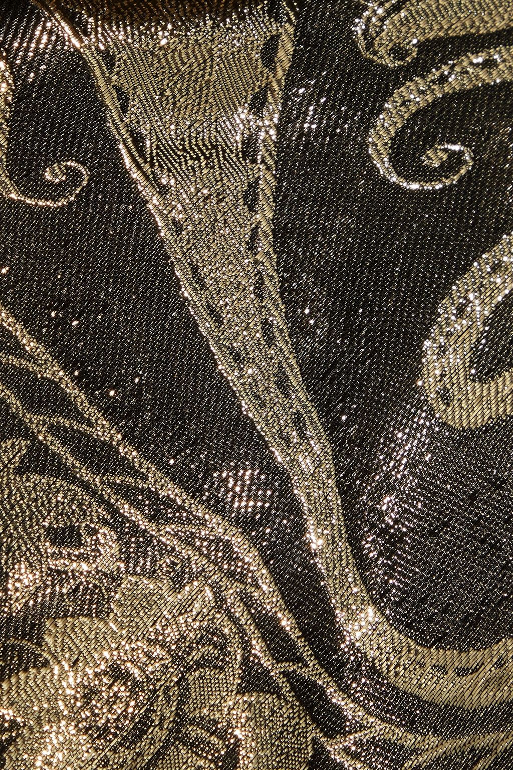 OSCAR DE LA RENTA Tie-neck metallic silk-blend jacquard blouse