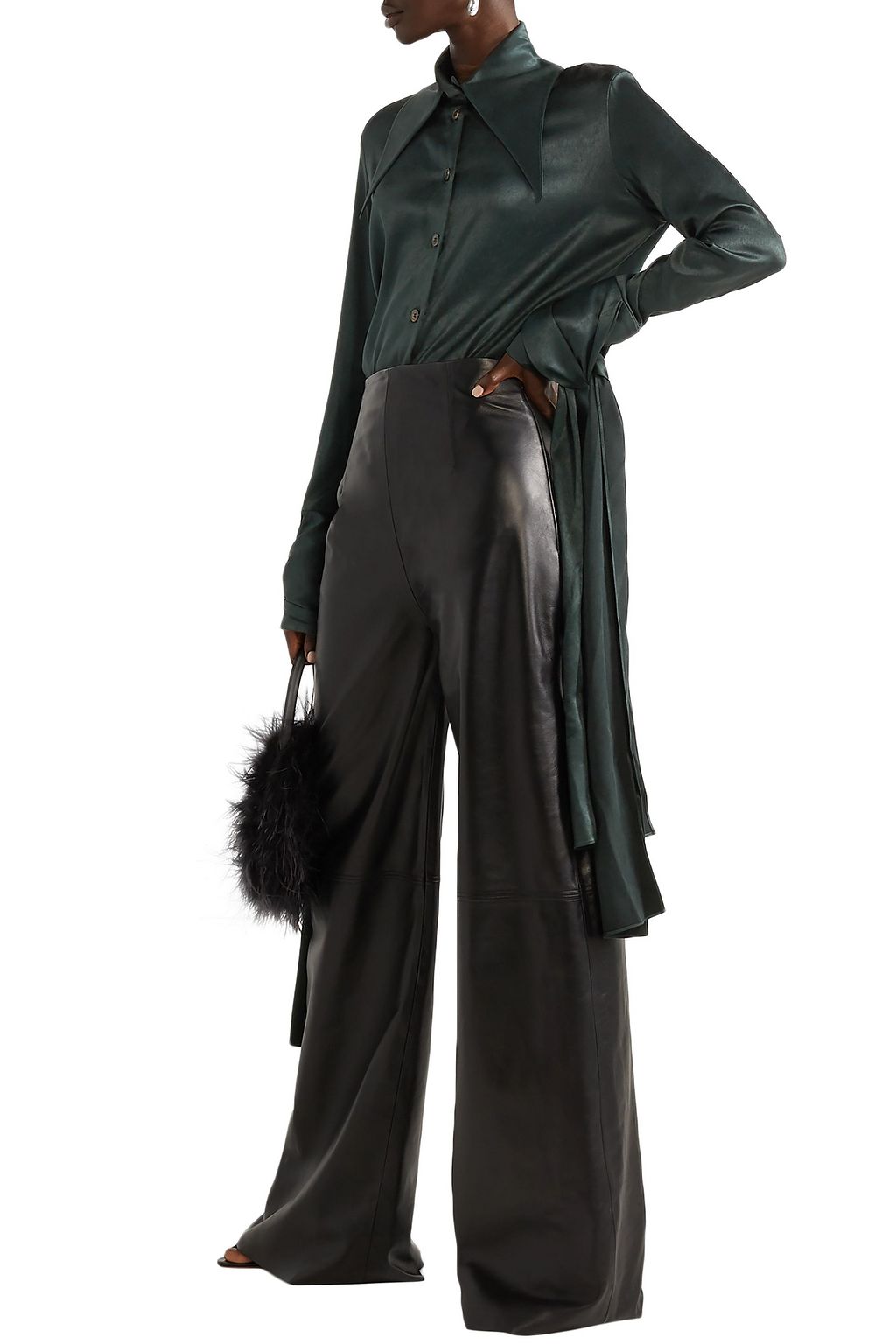 16ARLINGTON Jackson draped hammered-satin blouse