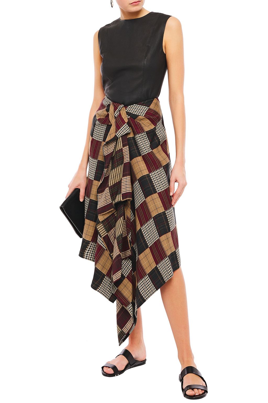 HOUSE OF HOLLAND Draped checked woven skirt