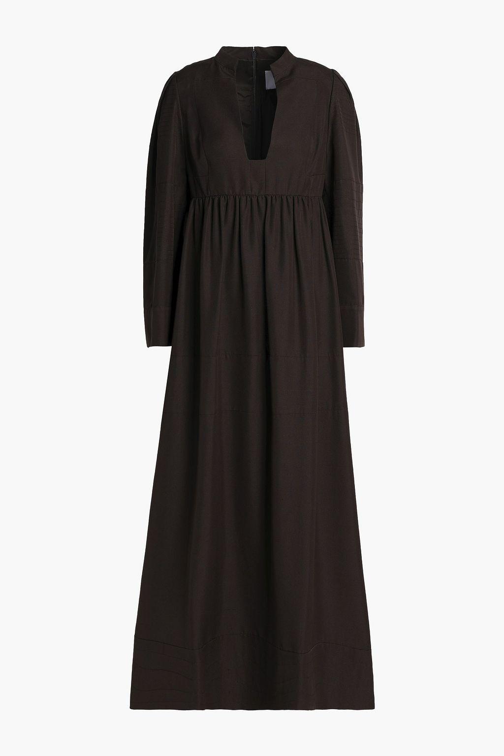 チョコレート ギャザー入り シルクシャンタン マキシワンピース The Outnet Valentino The Outnet