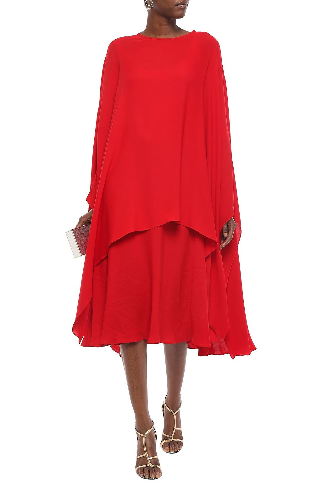 VALENTINO GARAVANI Layered silk-crepe midi dress