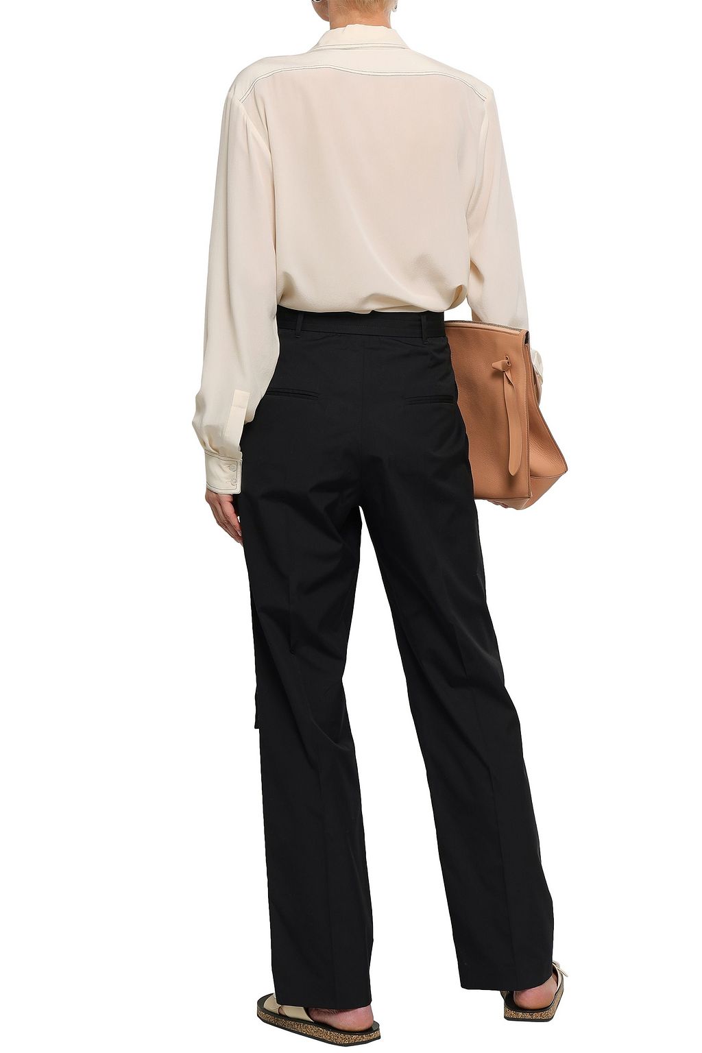 JOSEPH Bird belted cotton-sateen straight-leg pants