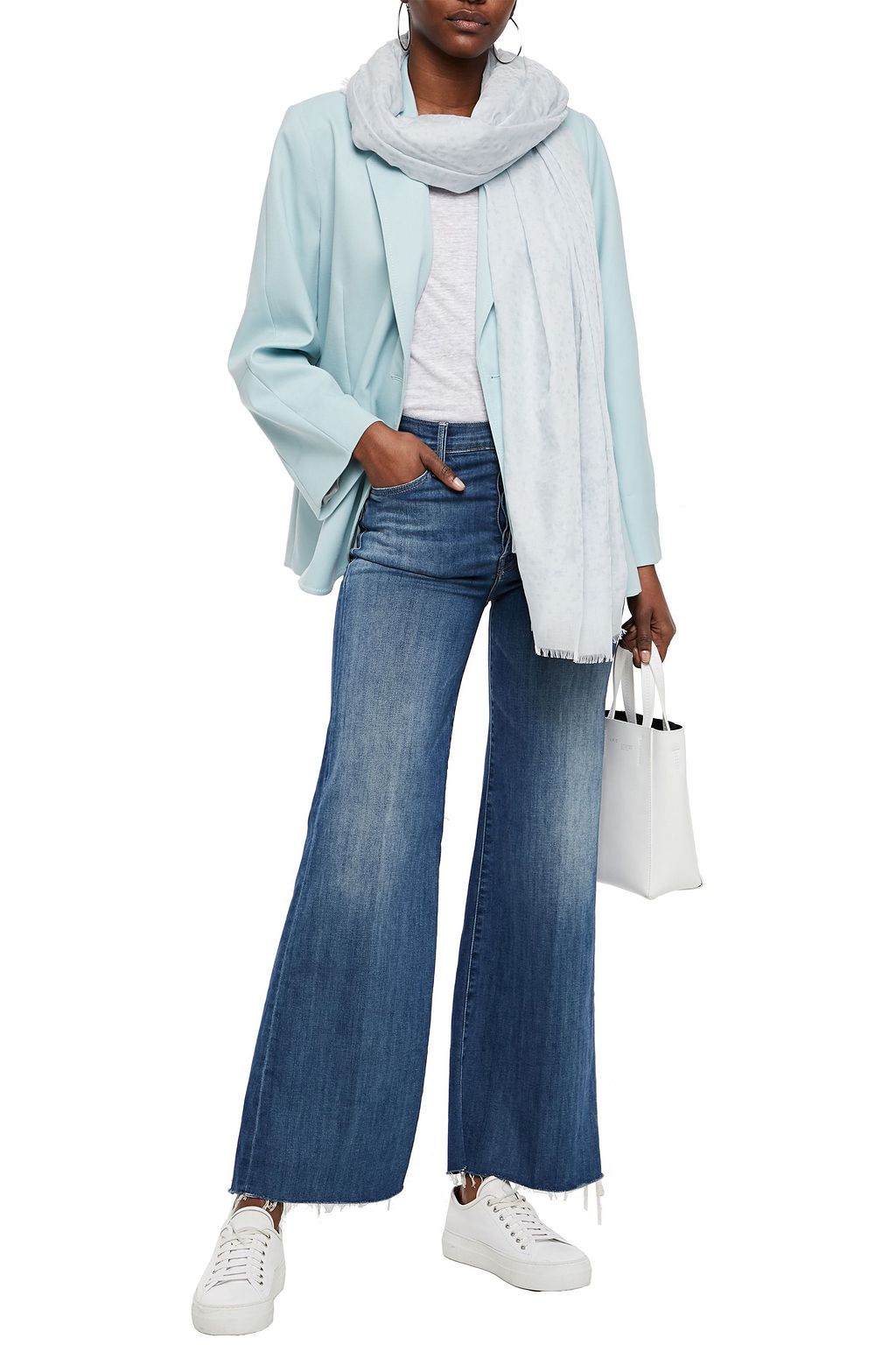 STELLA MCCARTNEY Metallic printed modal and silk-blend scarf