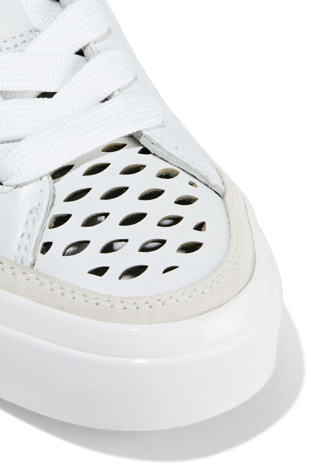 RAG & BONE Army suede-trimmed laser-cut leather sneakers