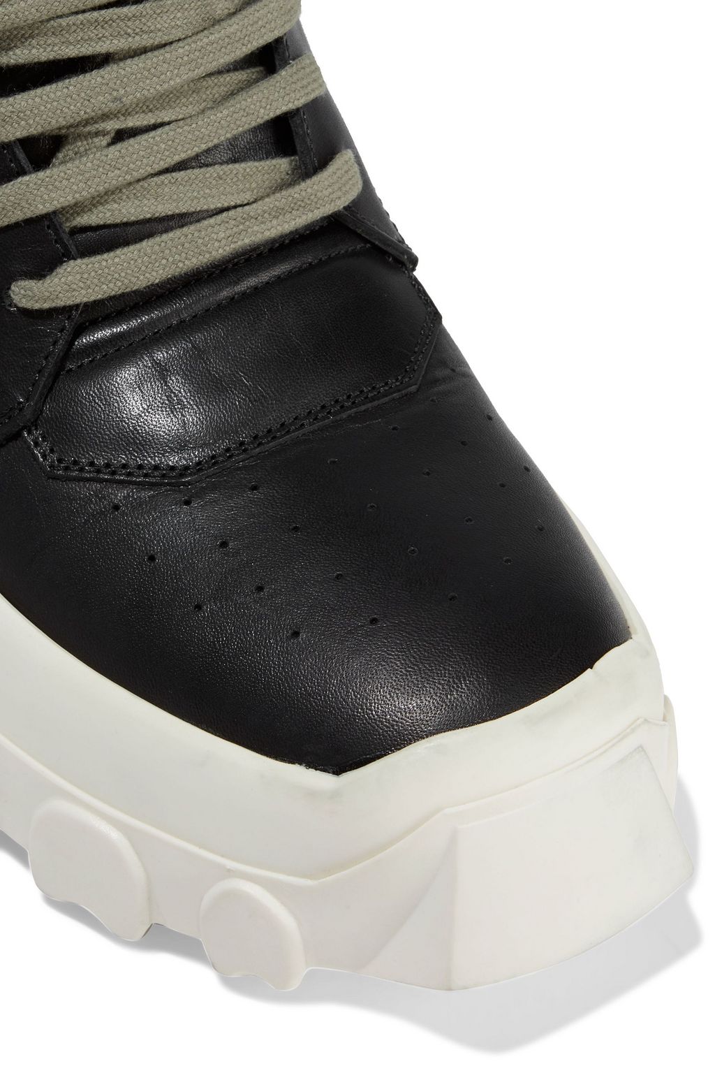 RICK OWENS Hiking perforated leather ankle boots