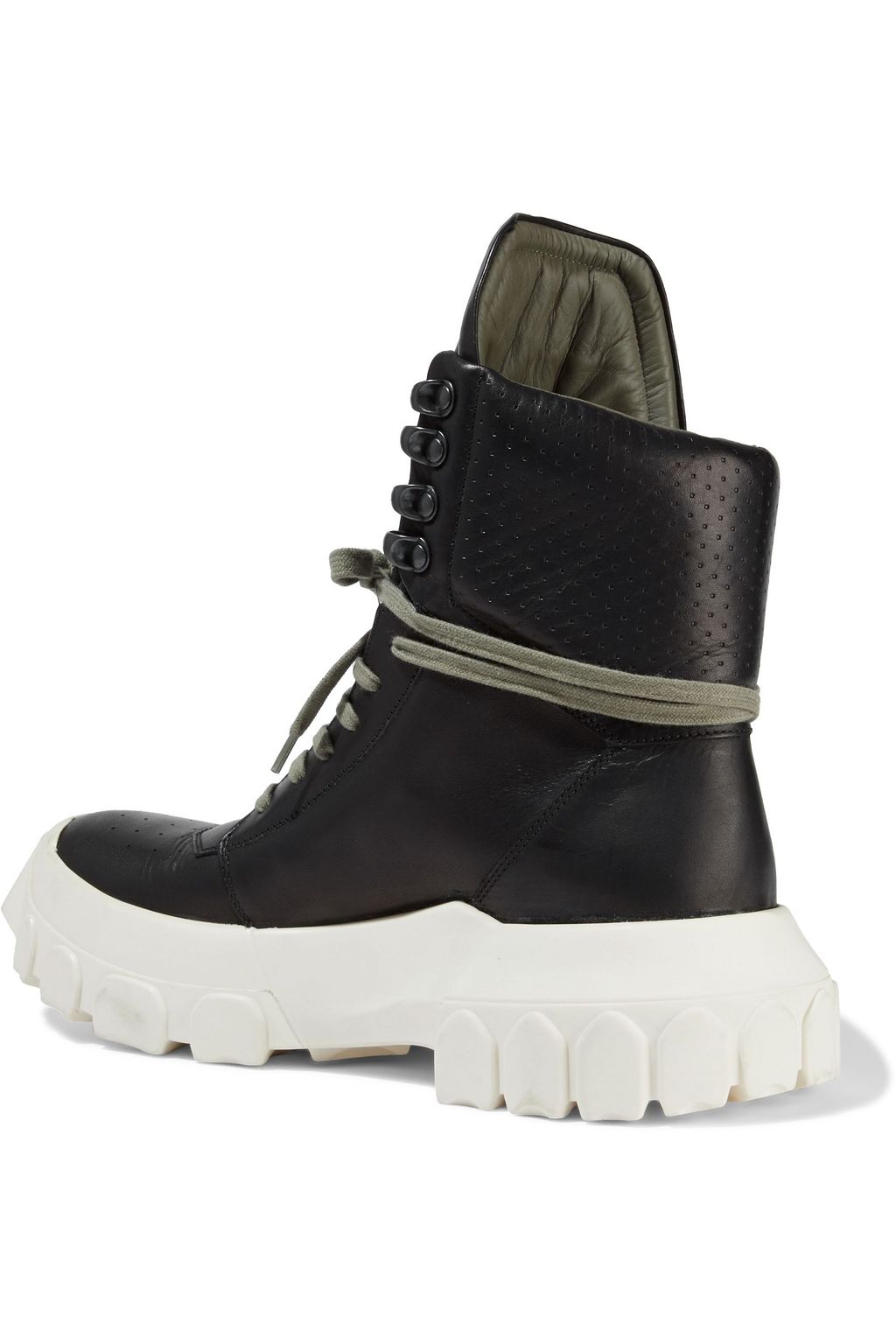 RICK OWENS Hiking perforated leather ankle boots