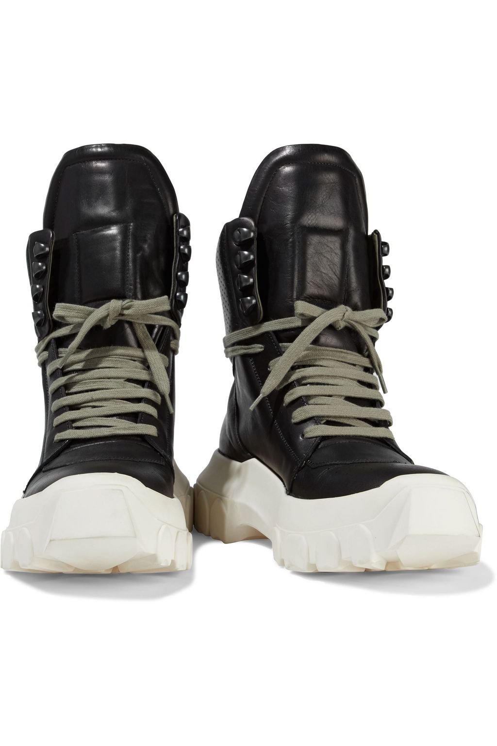 RICK OWENS Hiking perforated leather ankle boots