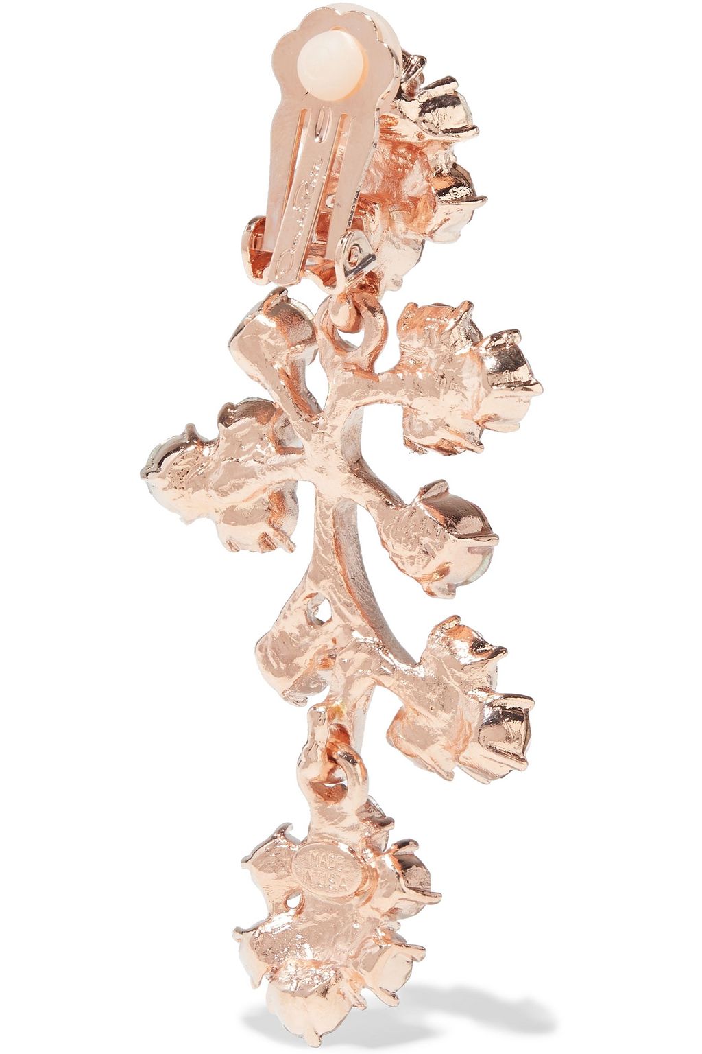 OSCAR DE LA RENTA Rose gold-tone crystal clip earrings