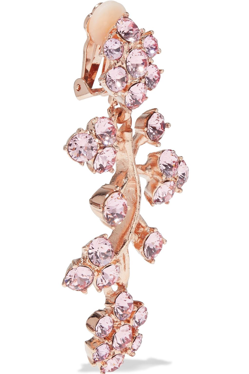OSCAR DE LA RENTA Rose gold-tone crystal clip earrings