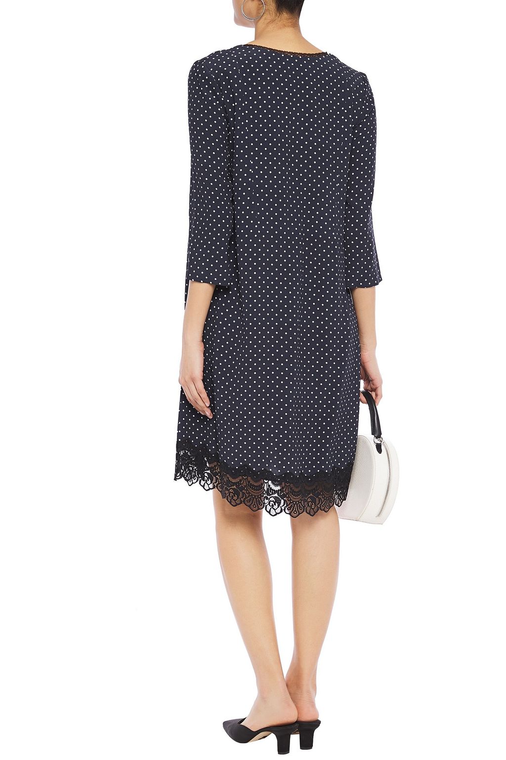 CLAUDIE PIERLOT Lace-trimmed polka-dot crepe dress