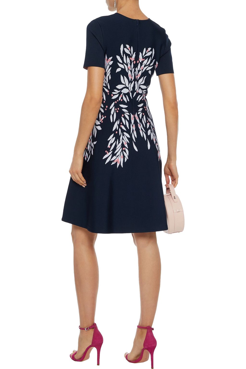 OSCAR DE LA RENTA Flared jacquard-knit dress