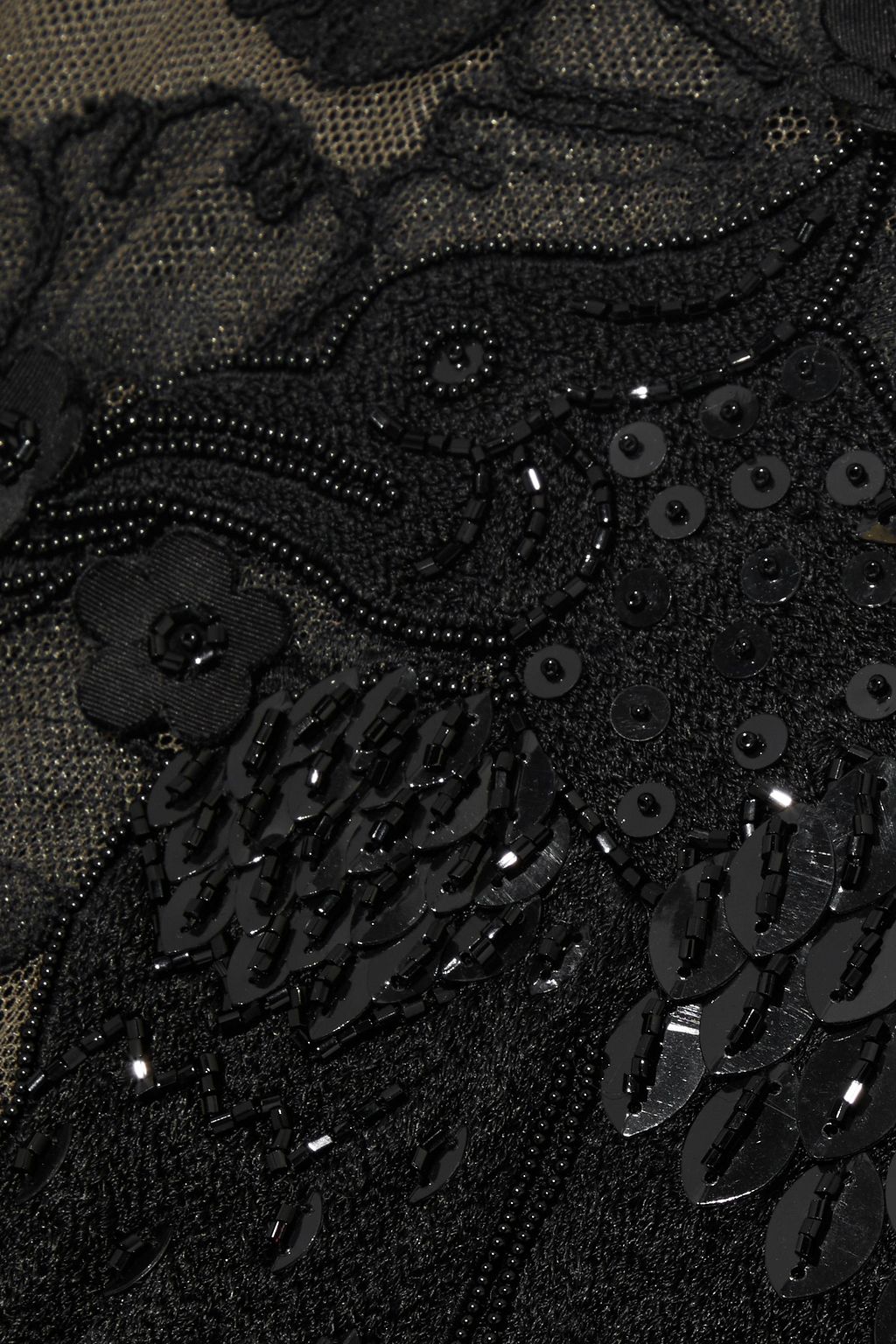 OSCAR DE LA RENTA Embellished tulle-paneled crepe mini dress