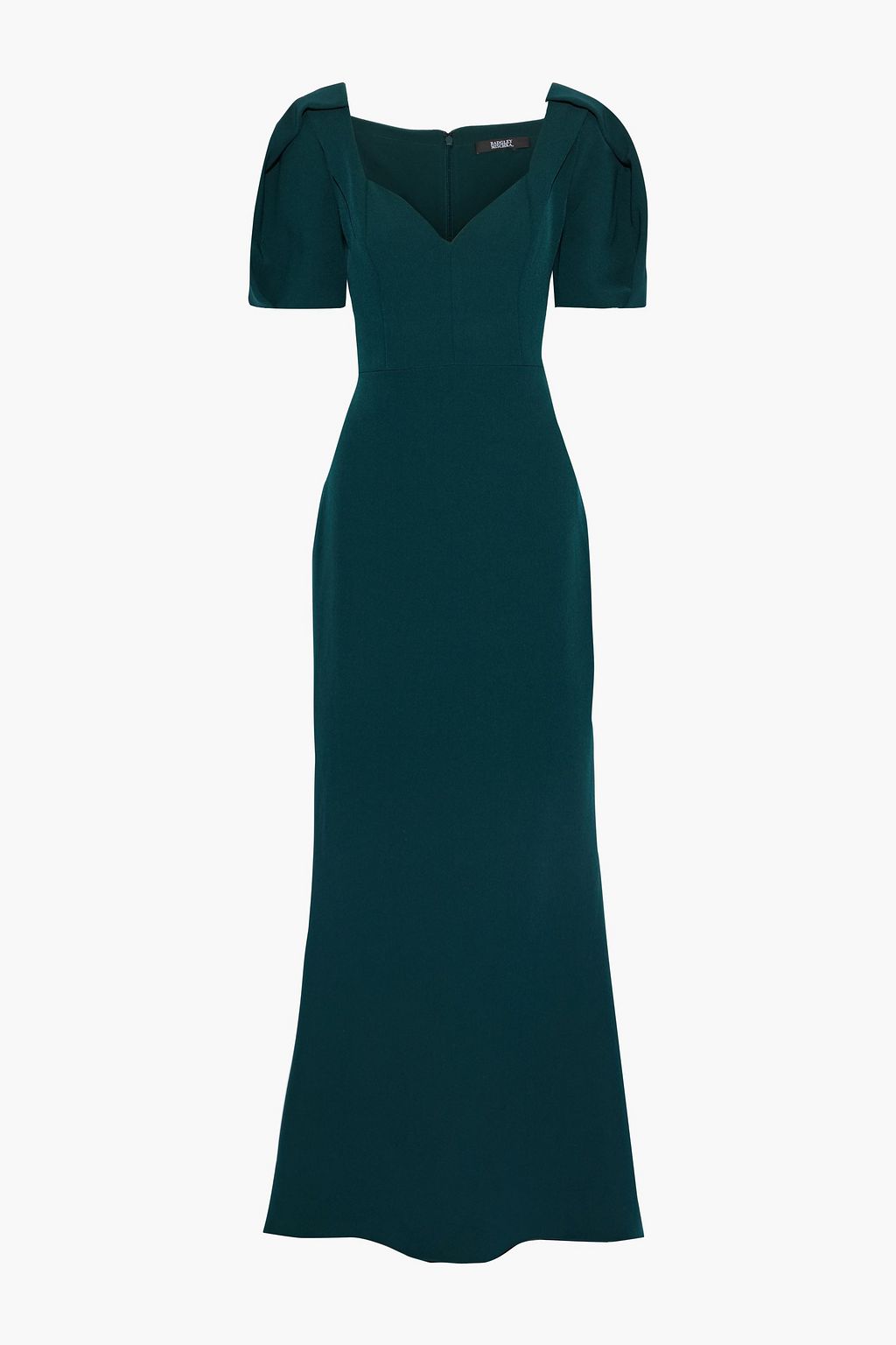 Dark green Gathered cady gown | BADGLEY MISCHKA | THE OUTNET