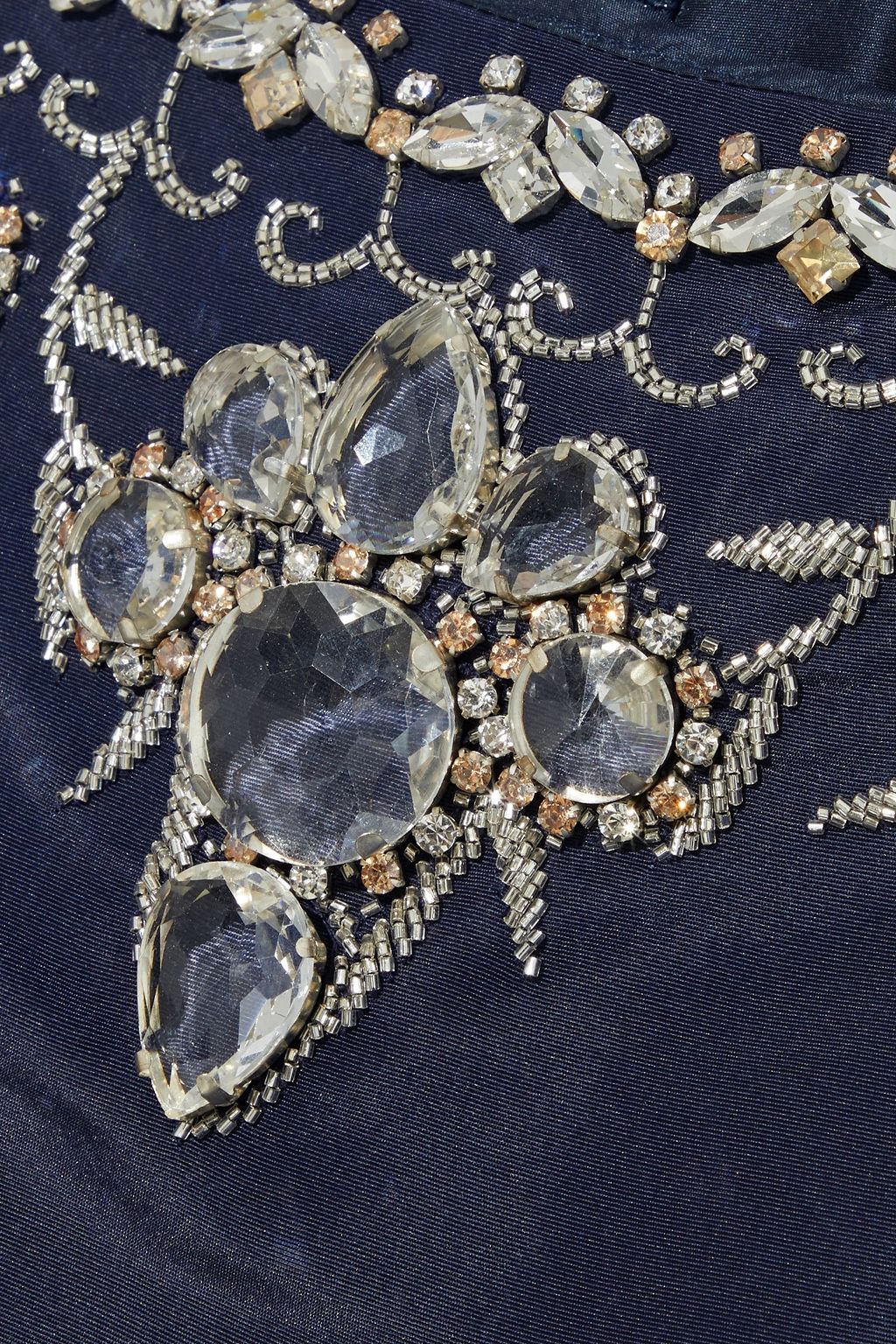 OSCAR DE LA RENTA Embellished silk-faille mini dress