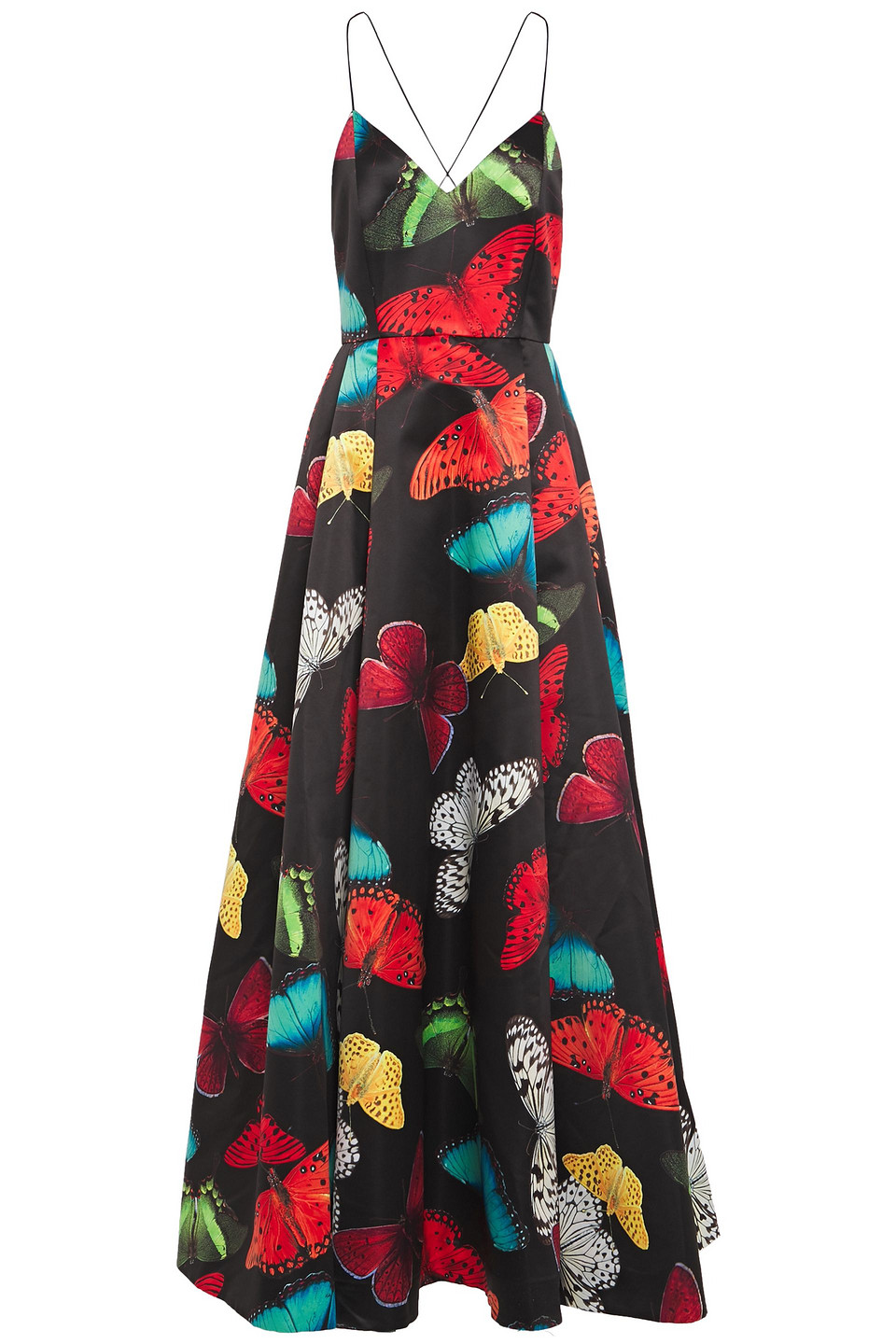 Alice + Olivia Woman Pleated Printed Duchesse-satin Gown Black Size 2