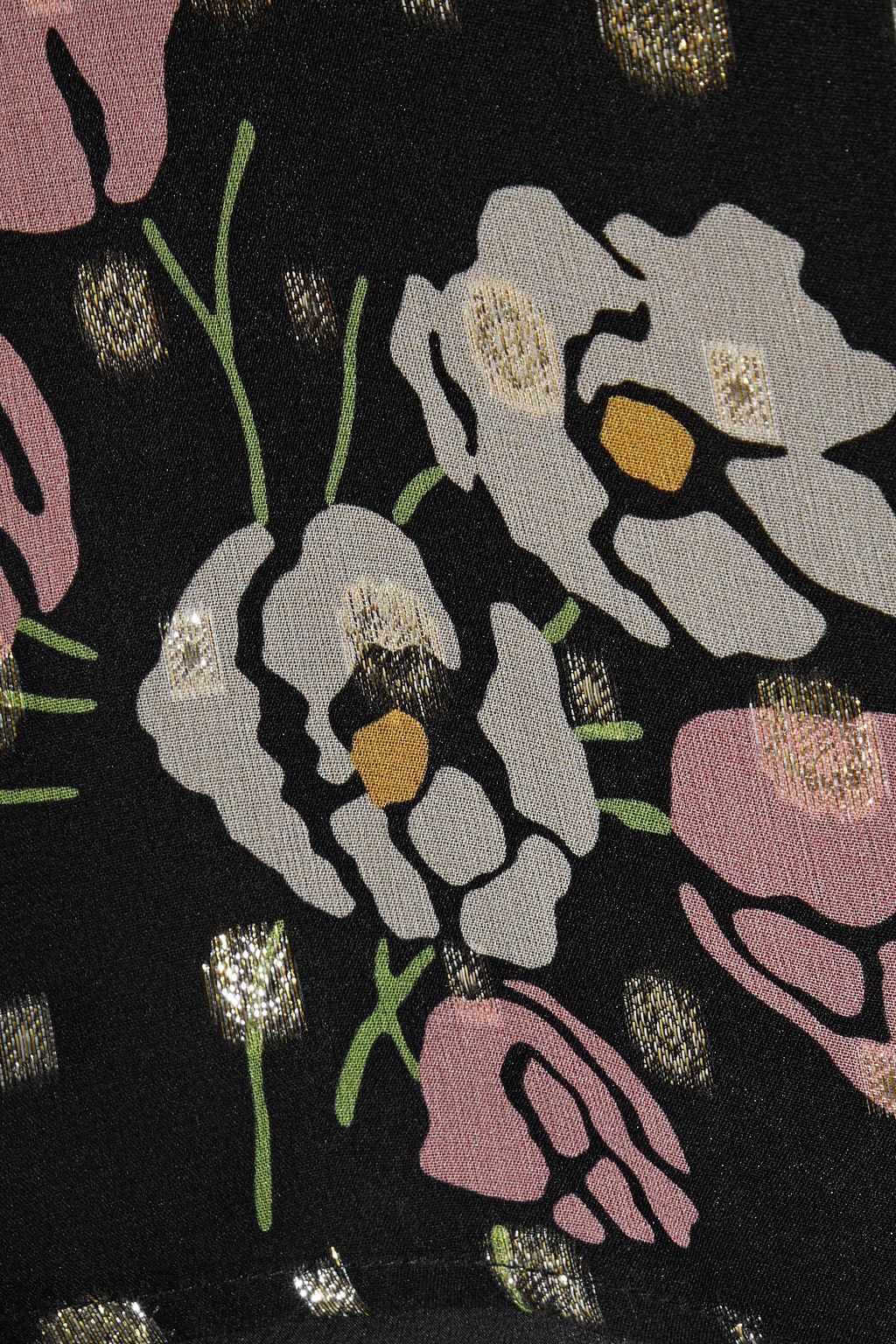 REDVALENTINO Point d'esprit-paneled floral-print fil coupé silk-blend chiffon blouse