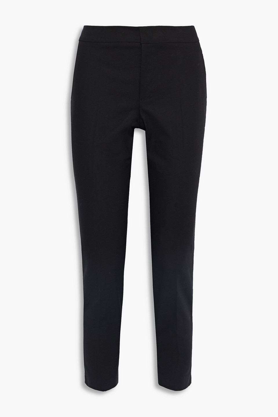 Red Valentino Cropped Cotton-blend Cady Slim-leg Trousers In Black