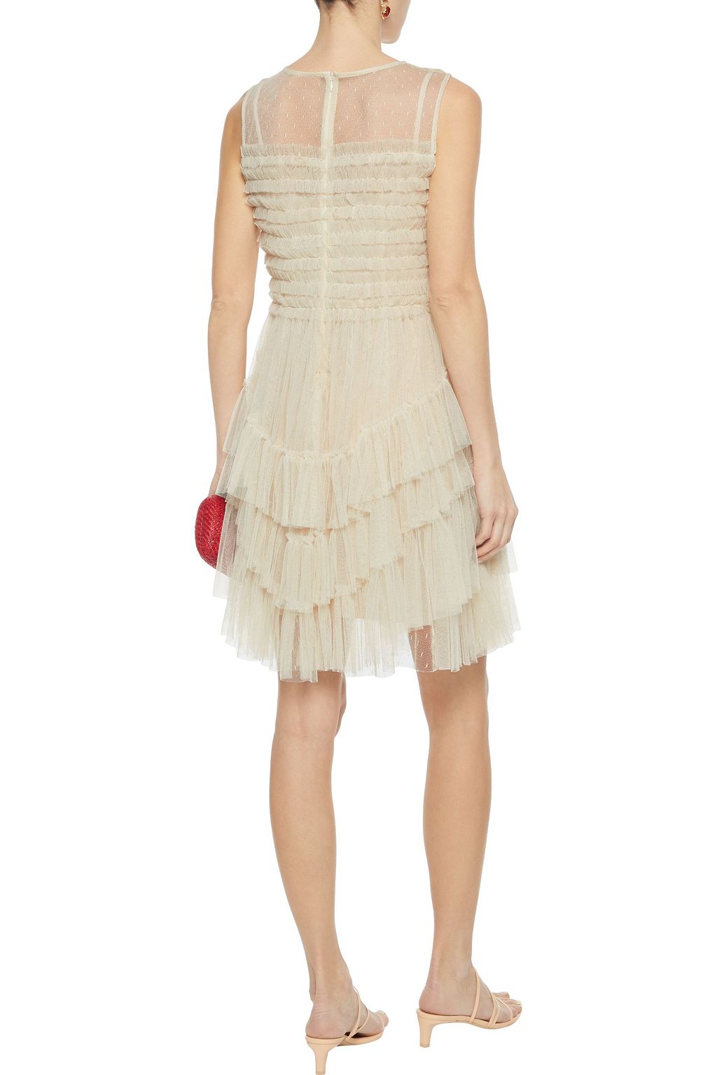 REDVALENTINO Tiered ruffled point d'esprit mini dress