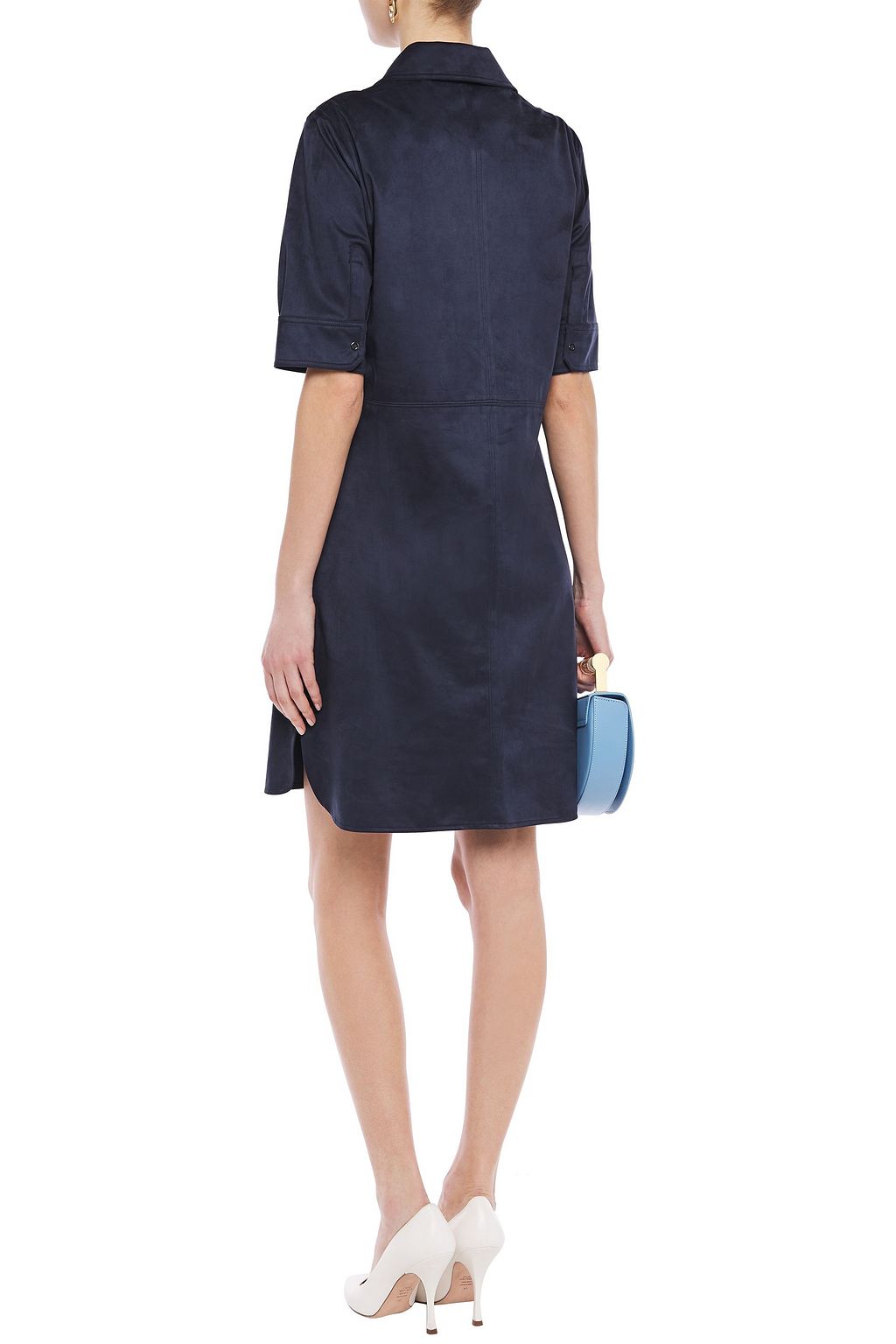 ELIE TAHARI Zahra faux suede mini shirt dress