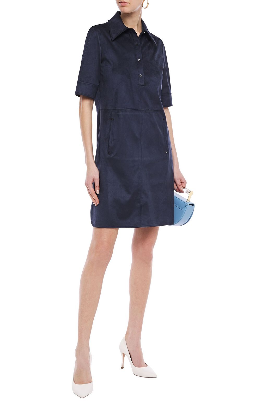 ELIE TAHARI Zahra faux suede mini shirt dress