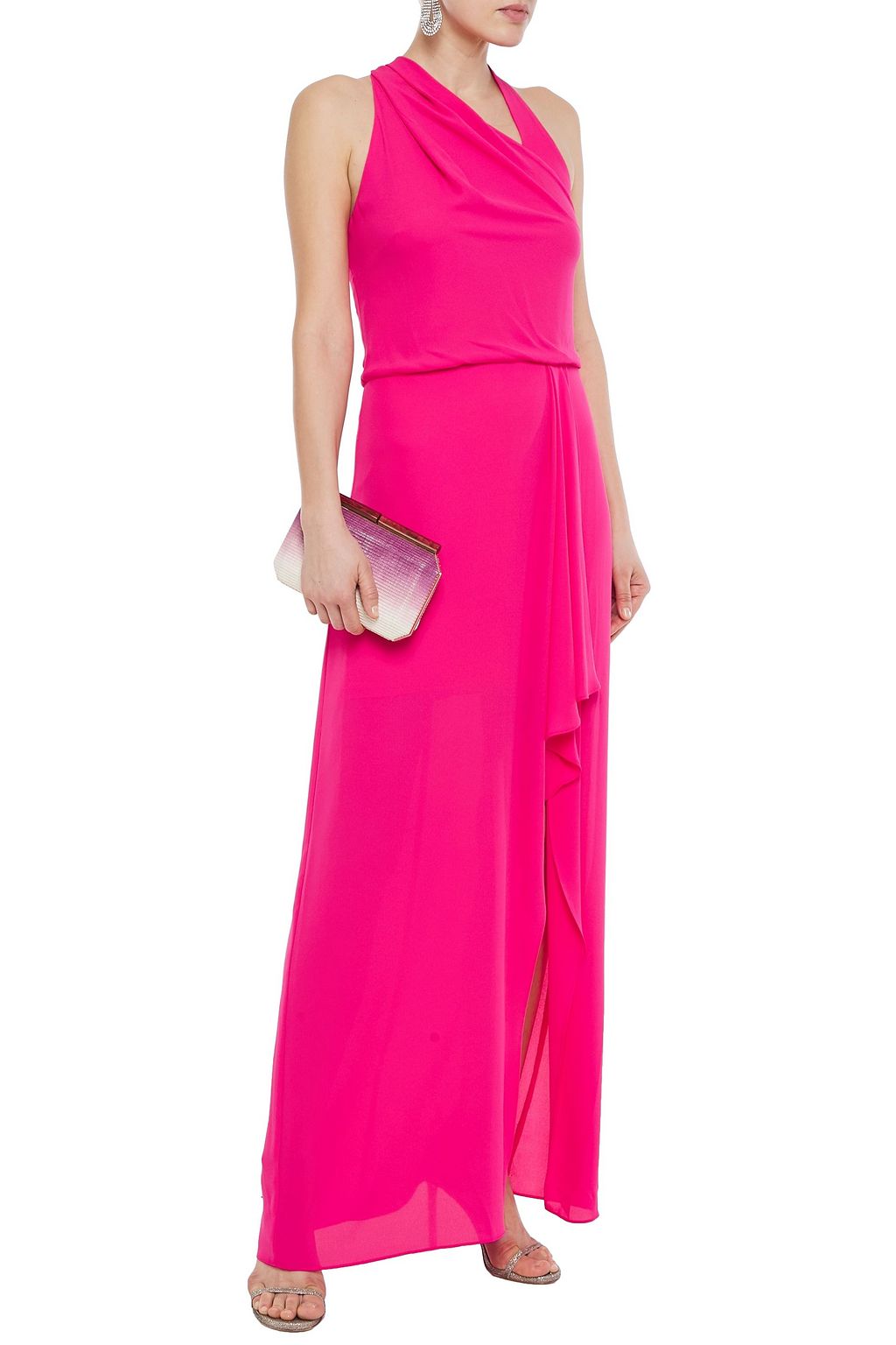 HALSTON Draped crepe gown