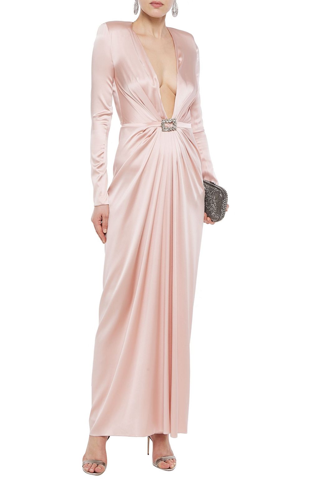 ALEXANDRE VAUTHIER Draped crystal-embellished silk-blend satin gown