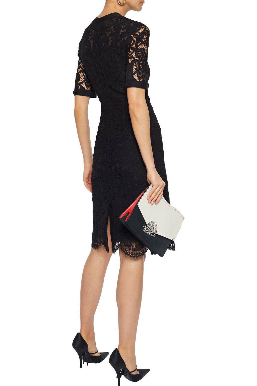 ADAM LIPPES Grosgrain-trimmed cotton-blend corded lace mini dress