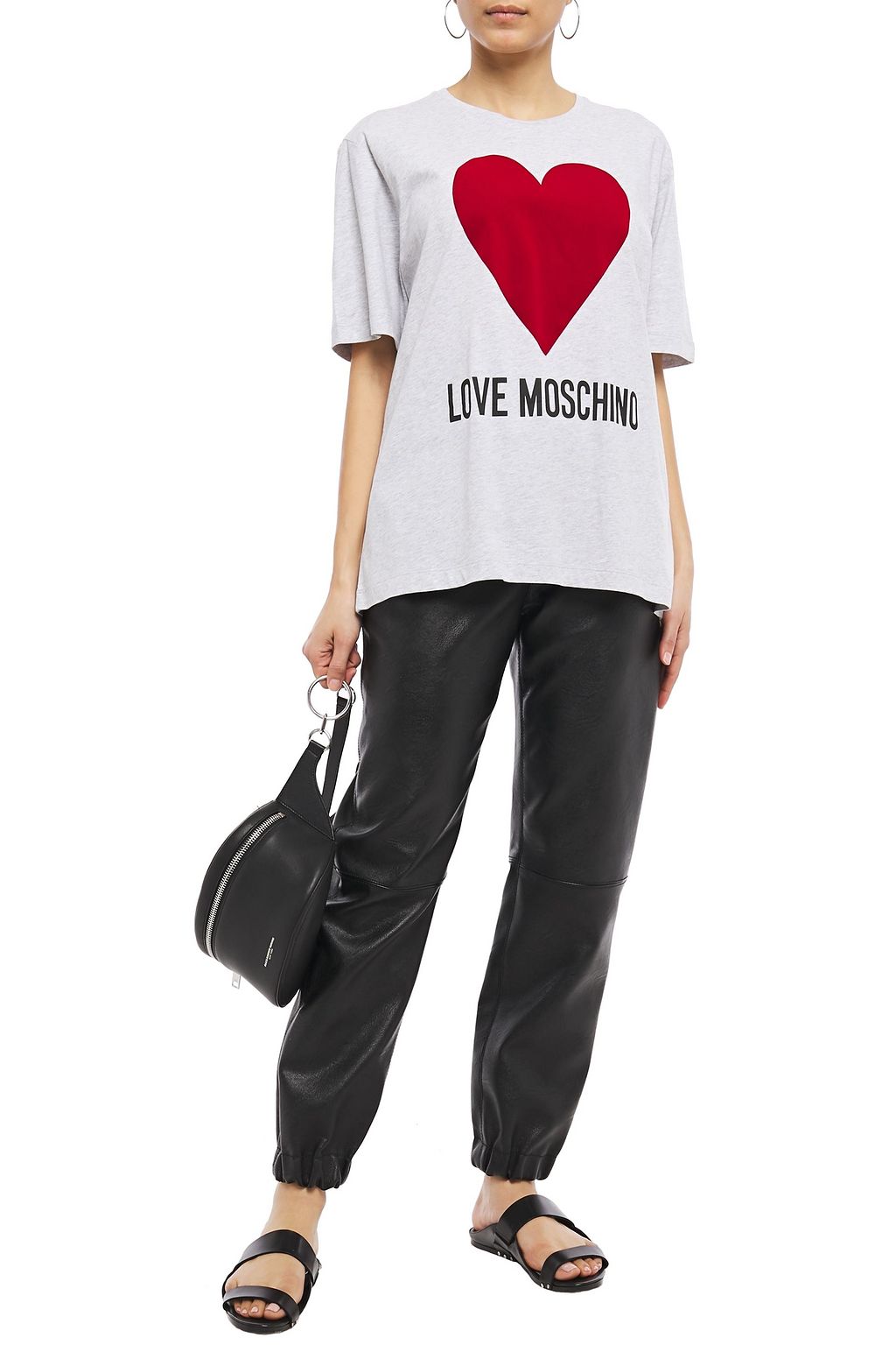 LOVE MOSCHINO Flocked printed cotton-jersey T-shirt