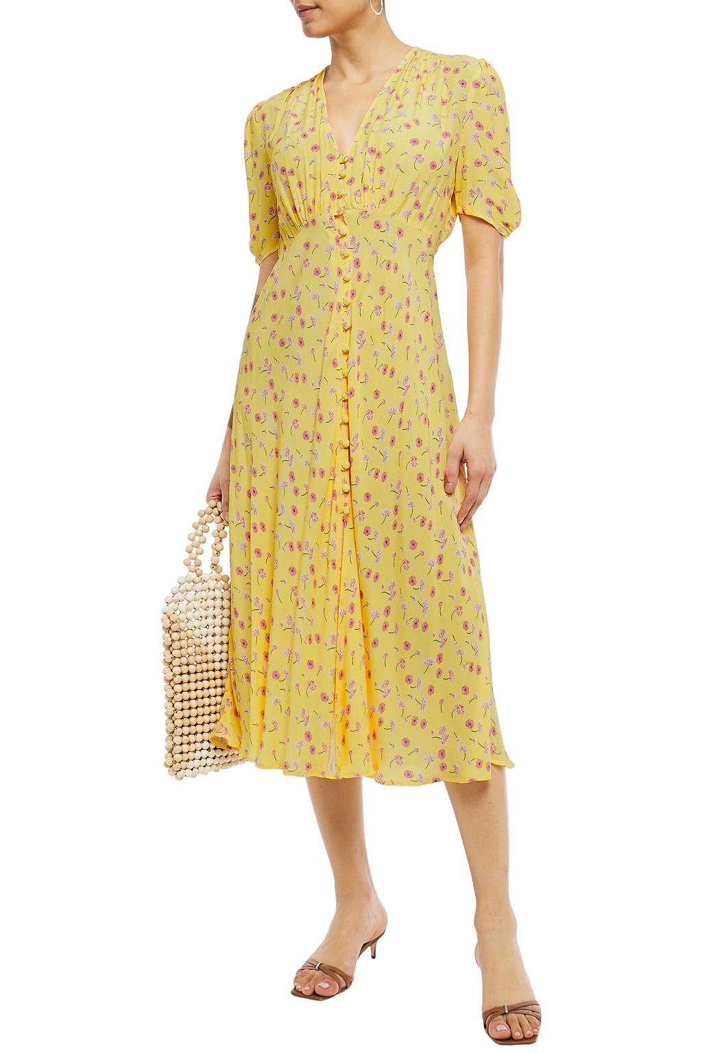 GHOST LONDON Floral-print crepe midi dress