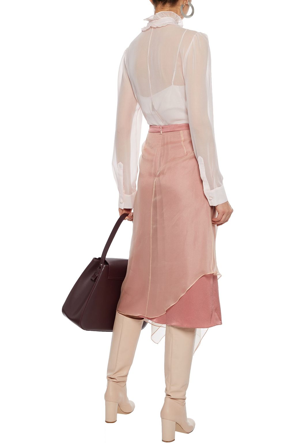 ADAM LIPPES Ruffle-trimmed pintucked silk-chiffon blouse