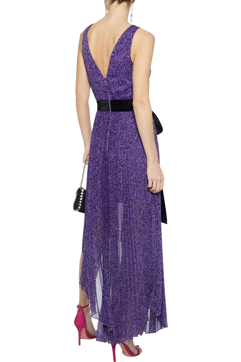ALICE + OLIVIA Aiden asymmetric pleated floral-print georgette dress