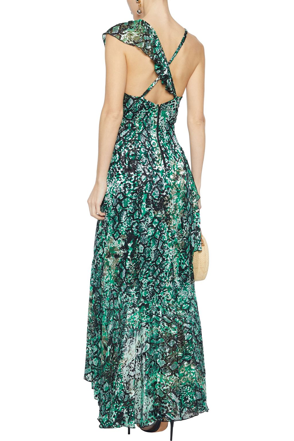 snake print backless dress