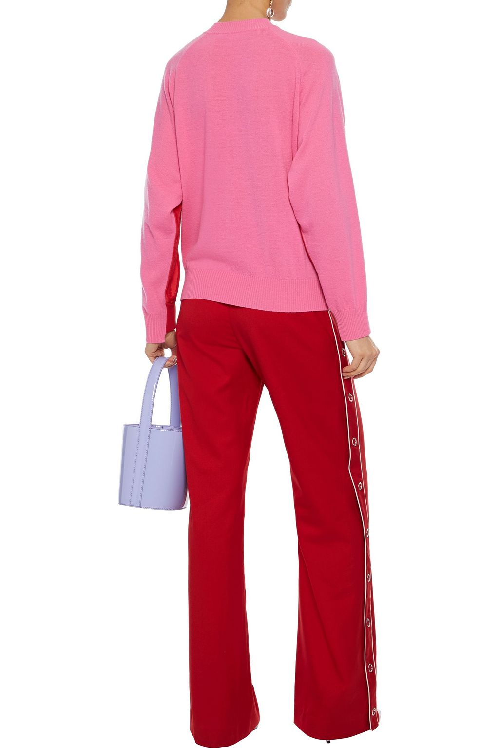 SIMKHAI Snap-detailed wool-blend twill wide-leg pants