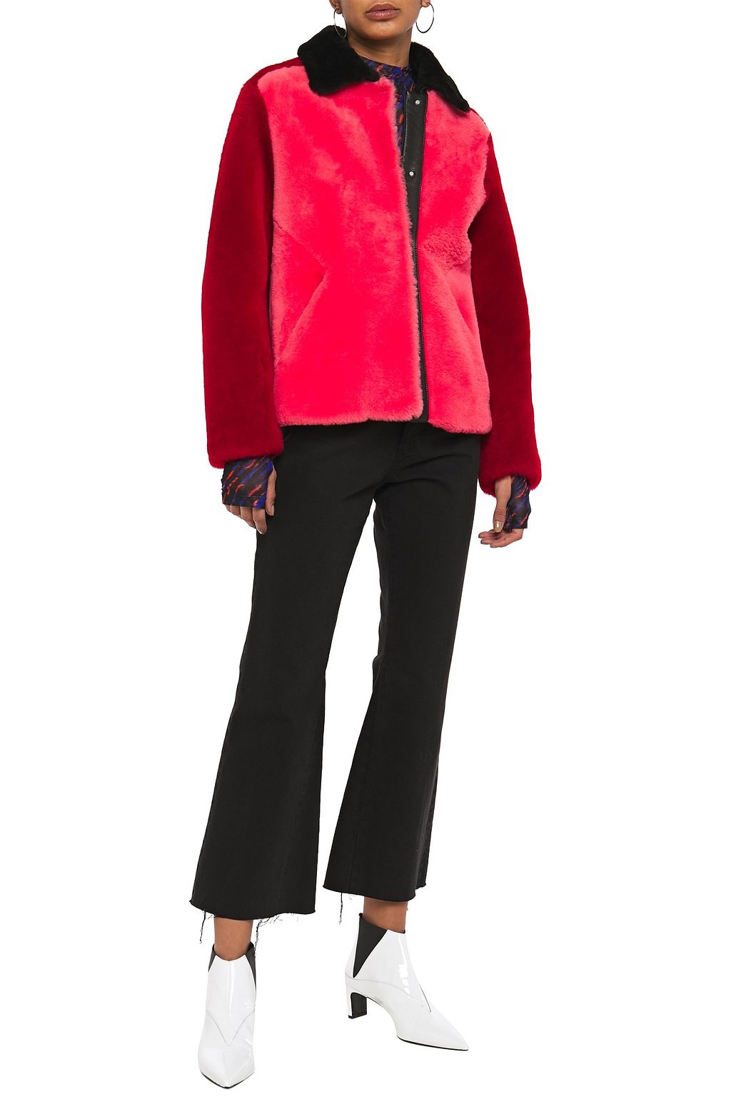 MCQ ALEXANDER MCQUEEN Color-block shearling jacket