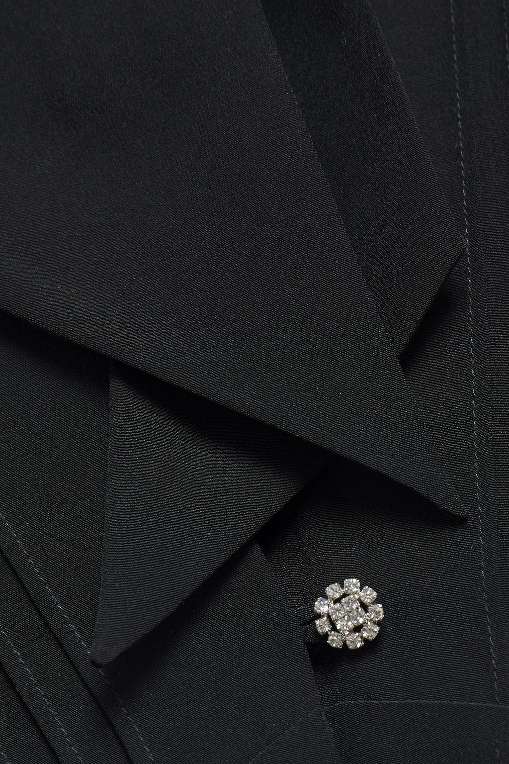 MCQ ALEXANDER MCQUEEN Pussy-bow crystal-embellished pintucked silk crepe de chine mini dress