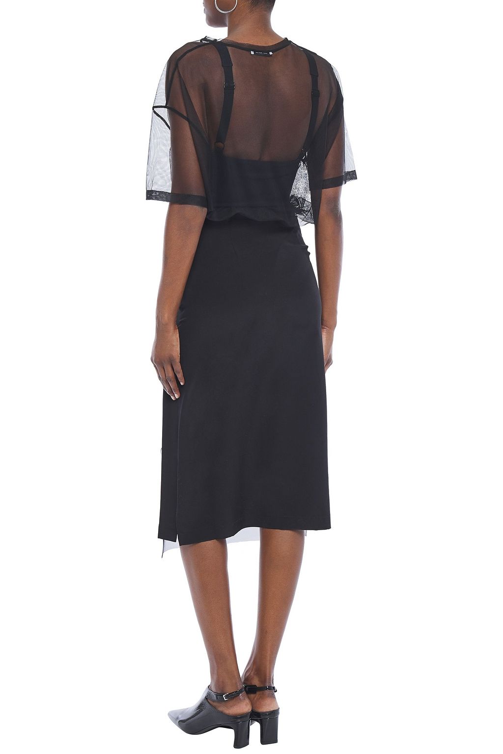 MCQ ALEXANDER MCQUEEN Wrap-effect sequined tulle and silk crepe de chine midi skirt