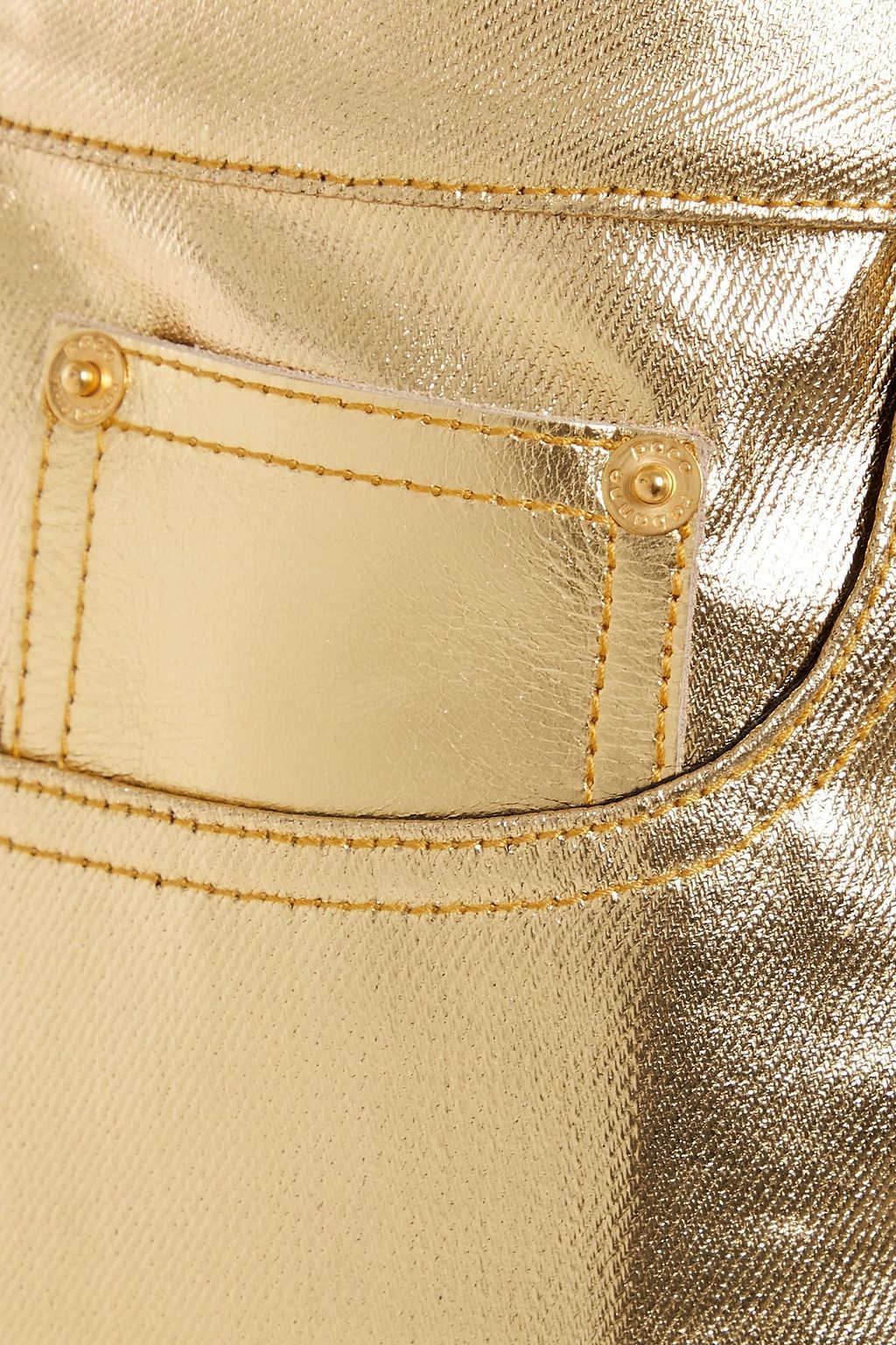 RABANNE Metallic coated-denim mini skirt
