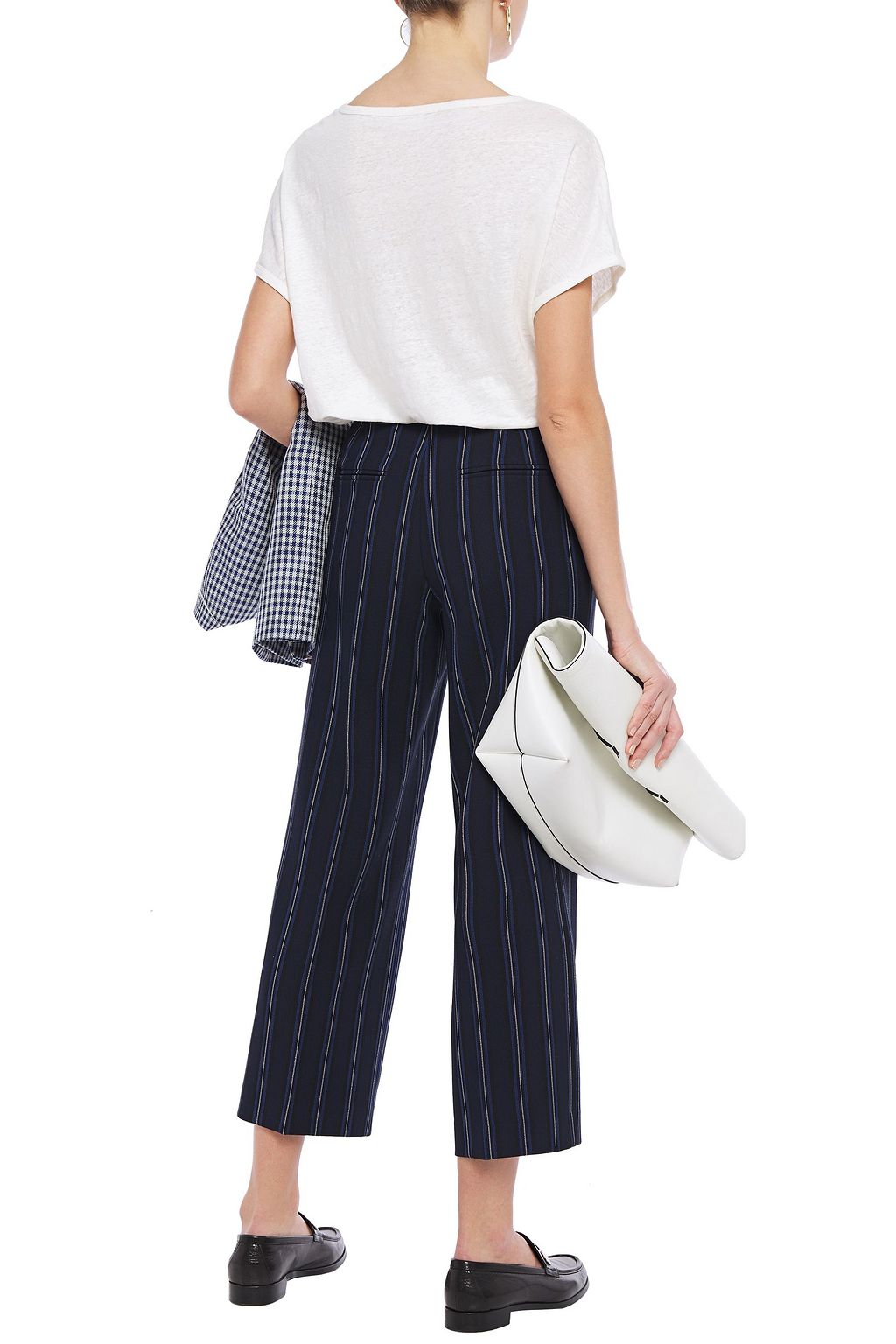 CLAUDIE PIERLOT Cropped striped woven straight-leg pants