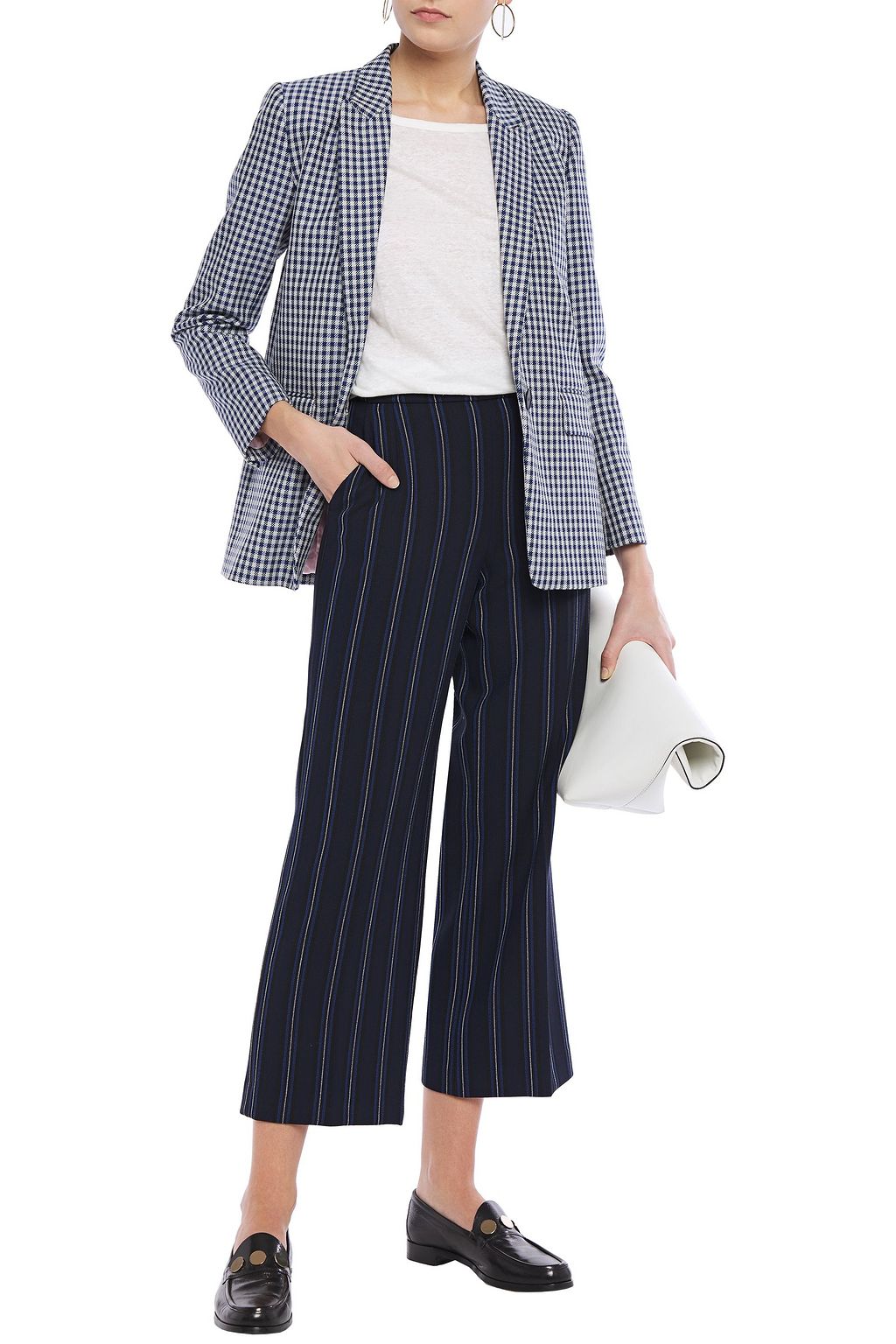 CLAUDIE PIERLOT Cropped striped woven straight-leg pants