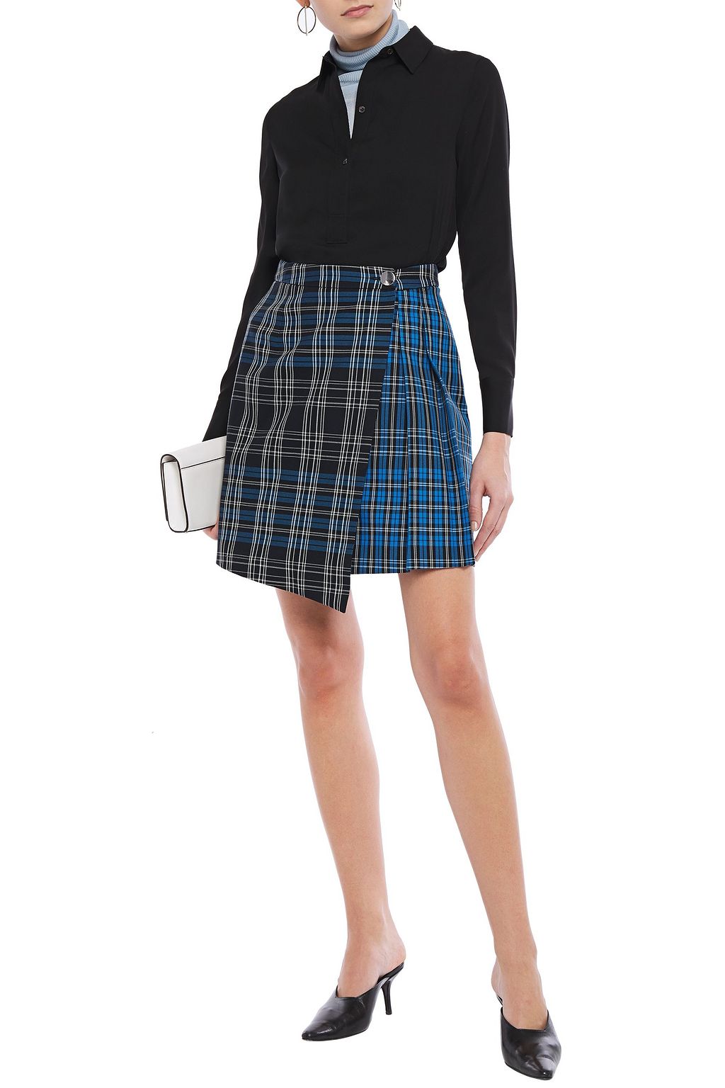 CLAUDIE PIERLOT Checked cotton-twill mini wrap skirt