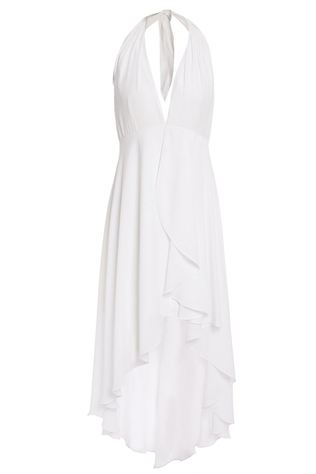 White Asymmetric bead-embellished crepe ...