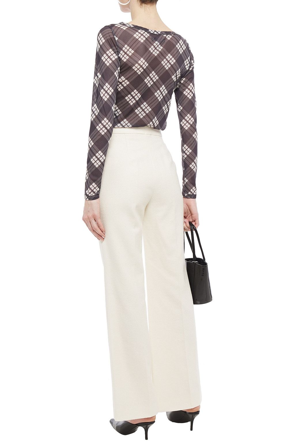 ALEXACHUNG Cotton-blend bouclé flared pants