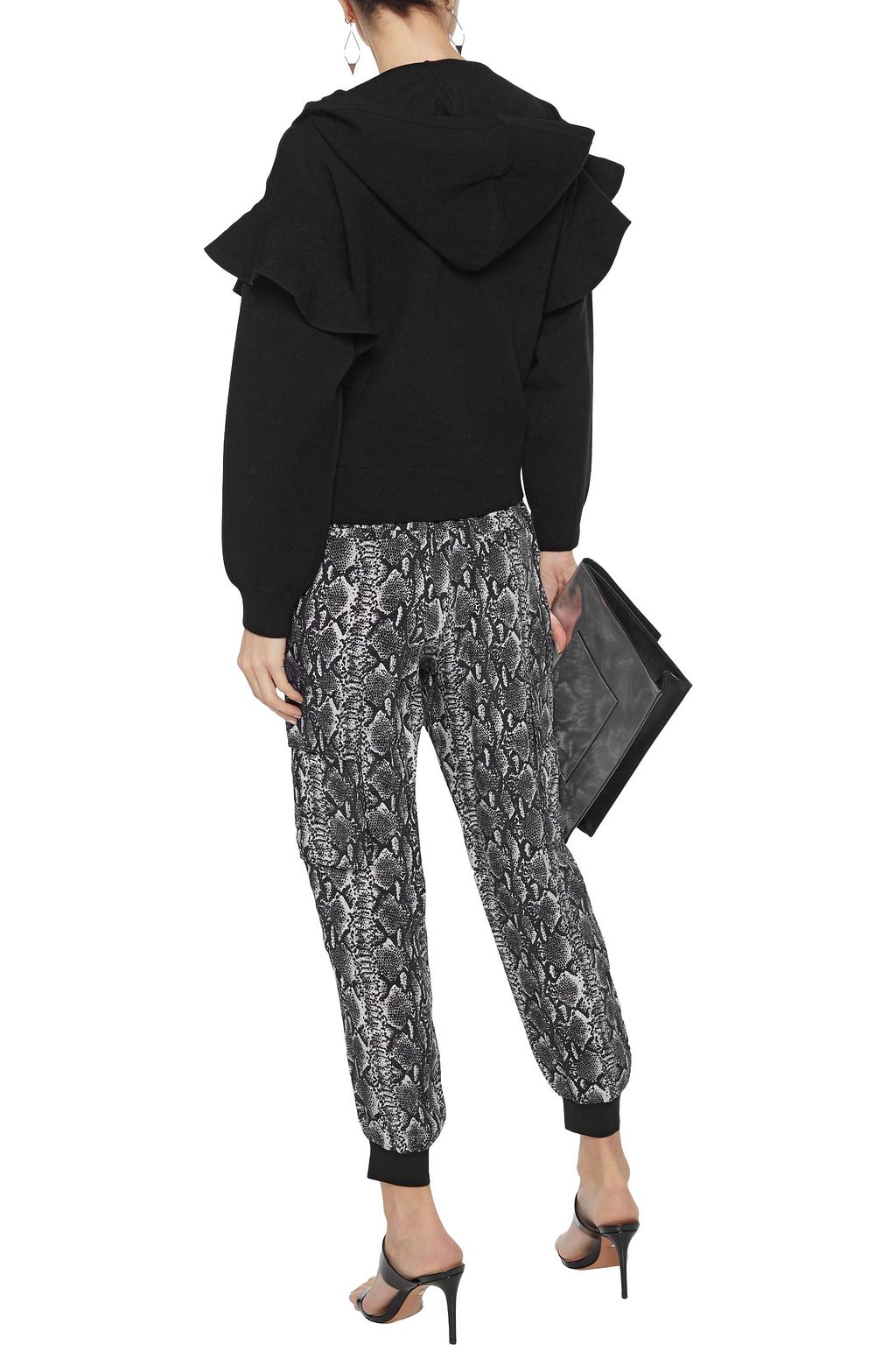 ALICE + OLIVIA Harris ruffled jersey hoodie
