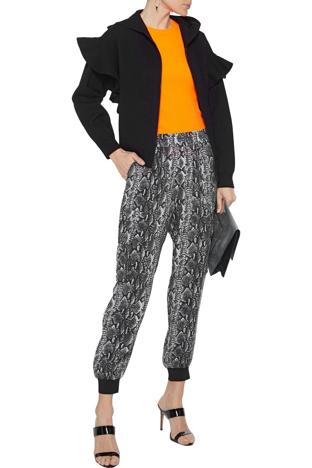 ALICE + OLIVIA Harris ruffled jersey hoodie