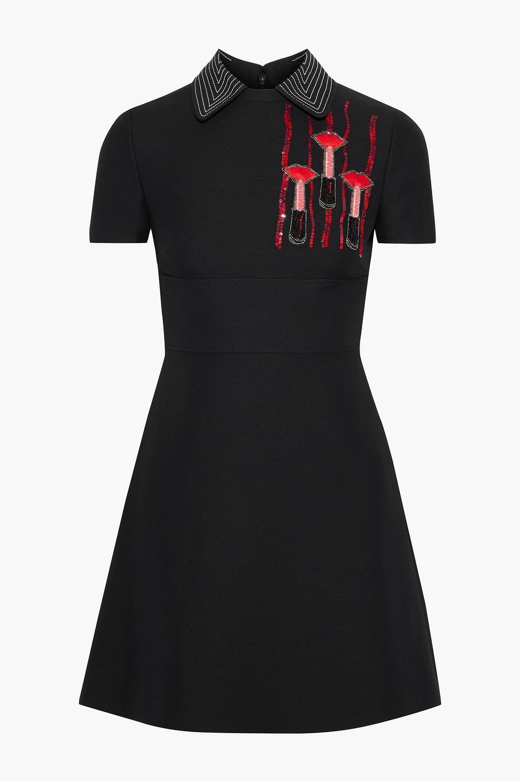 Black Embellished wool and silk-blend cady mini dress | Sale up to 70% ...