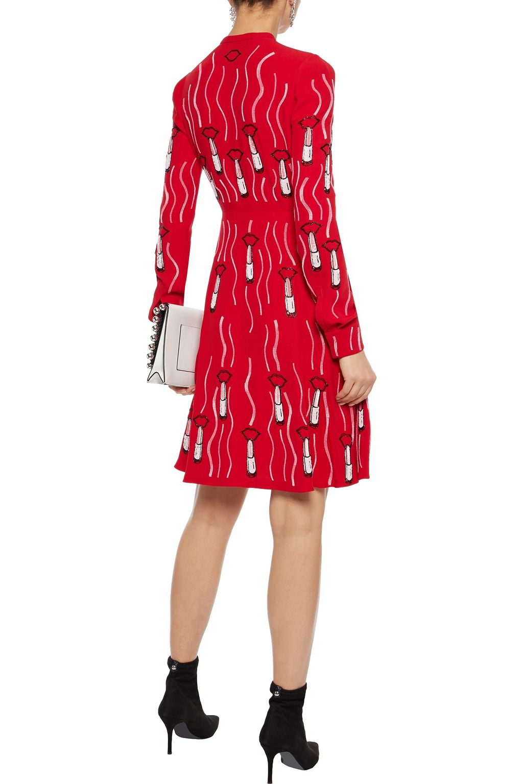 VALENTINO GARAVANI Embellished cutout silk-crepe mini dress