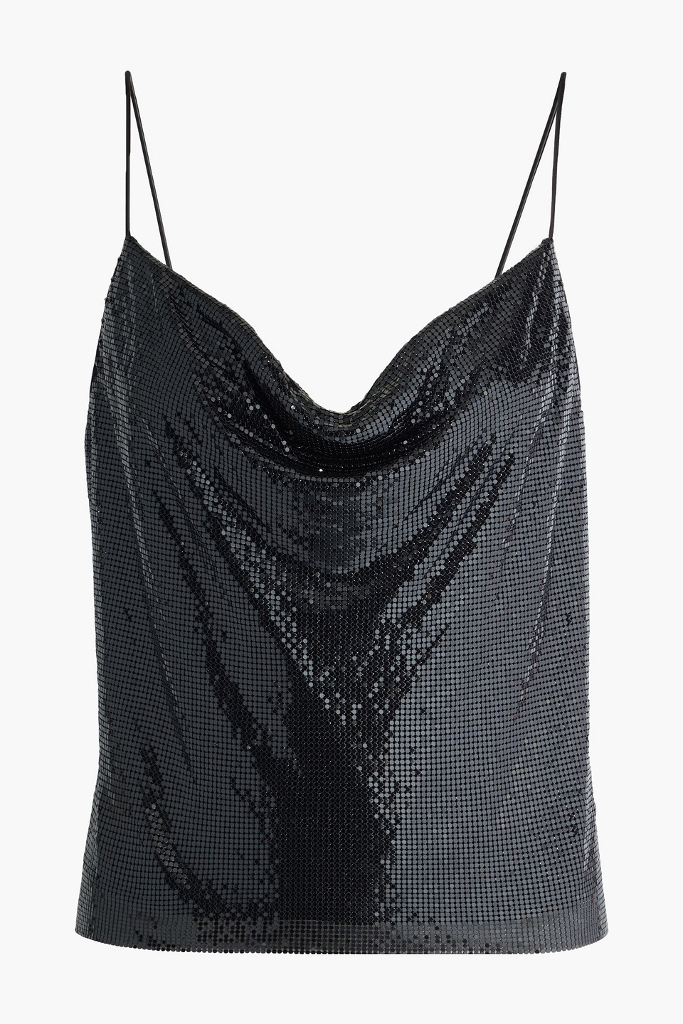 Alice + Olivia Woman Harmon Draped Chainmail Camisole Black Size S