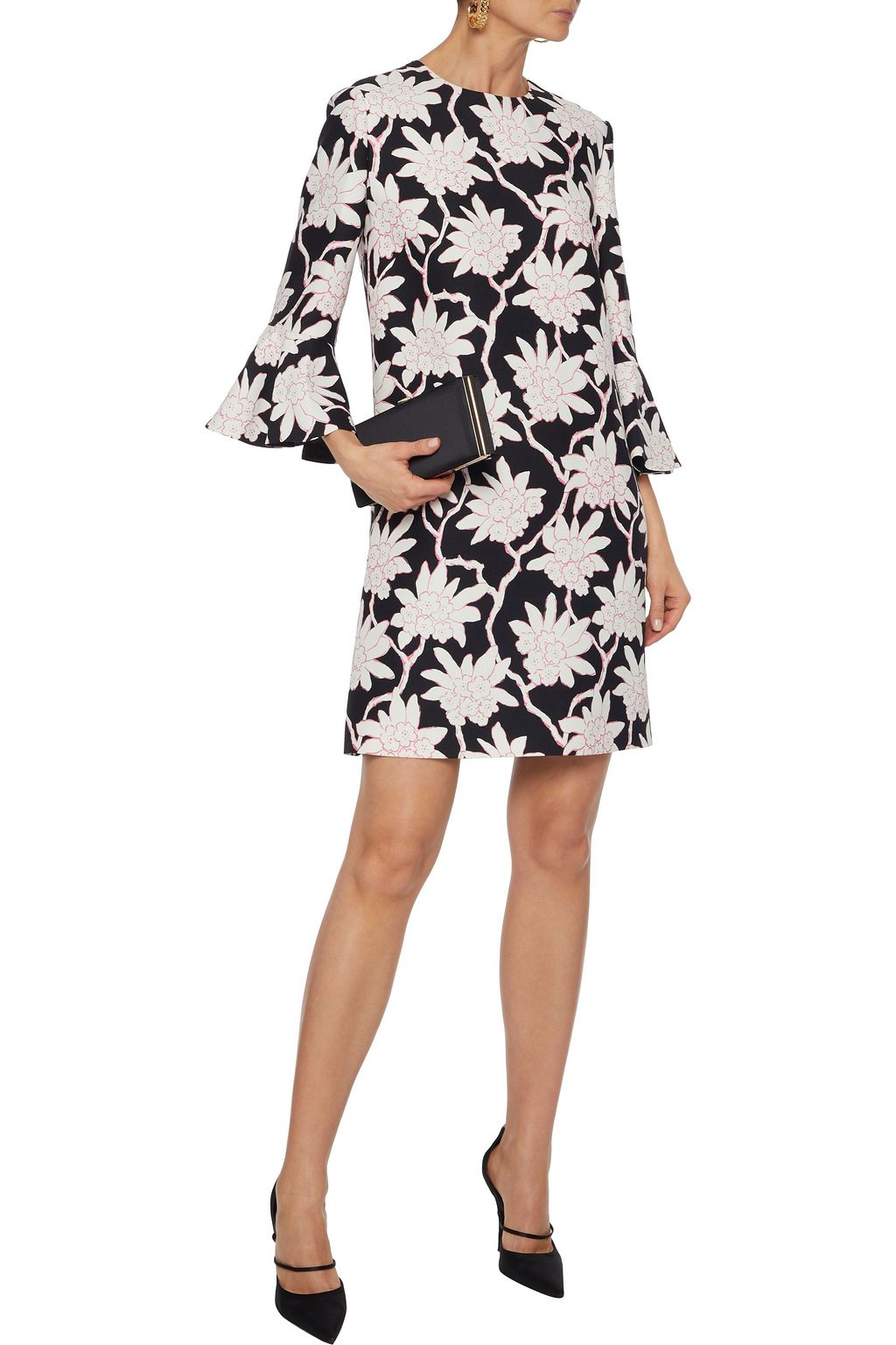 VALENTINO GARAVANI Floral-print wool and silk-blend cady mini dress
