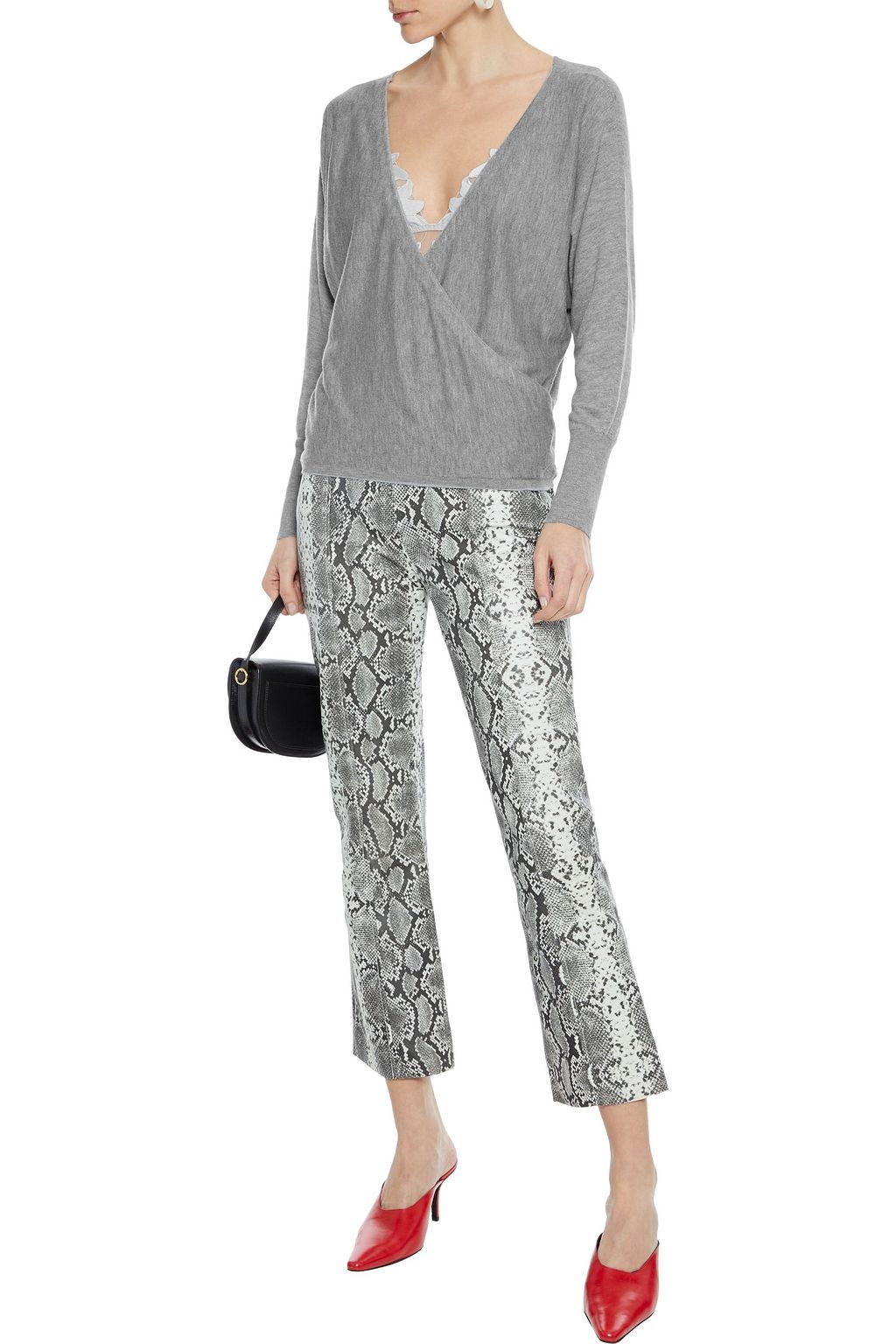 ALICE + OLIVIA Bedelle wrap-effect knitted sweater